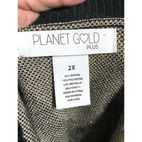 Planet Gold Plus Glitter Leopard Print Sweater Dress 2X Mob Wife Neutral Animal - Picture 5 of 6